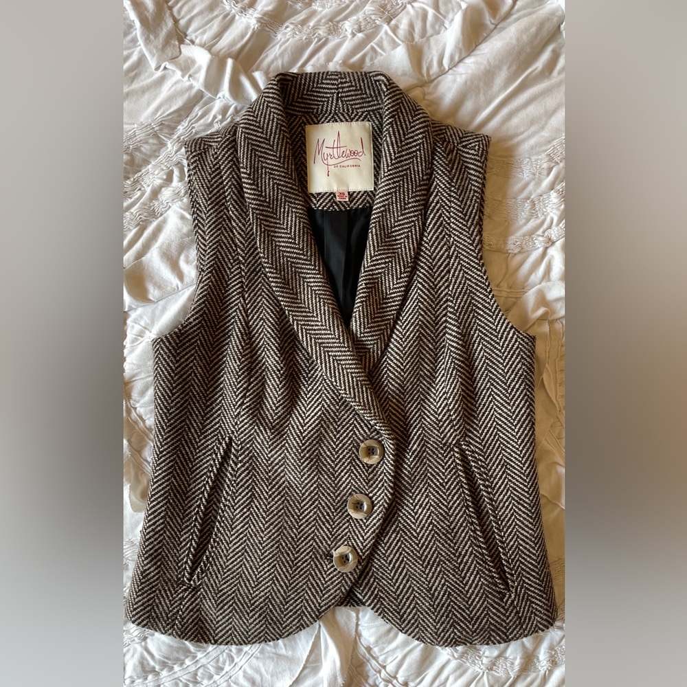 Brown Herringbone Vest Perfect for Fall/Winter